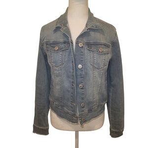 Nine West Raw Hem Denim Jacket Blue sz S